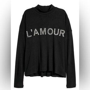 h&m paris Black L’amour pearl top